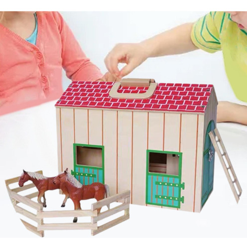 De Caballos De Madera En Miniatura, Casa De Muñecas, Mesa