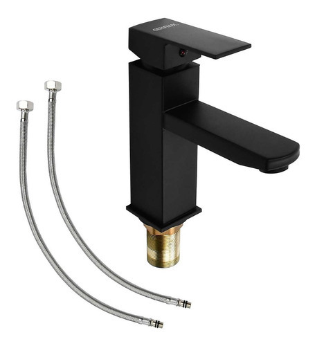 Monomando Para Lavabo Genflux Nmla160bk Cuello Corto Negro