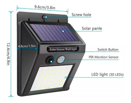 Reflector Solar Led Solarshine Luz Exterior 20 Leds Sensor