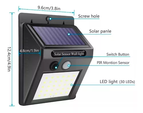 Reflector Led Solar Con Sensor Movimiento Luz Exterior