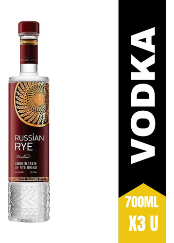 Vodka Russian Rye 700ml X3 Zetta Bebidas