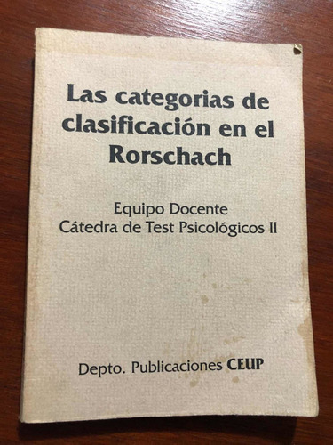 Libro Las Categorías De Clasificación En El Rorschach - Ceup