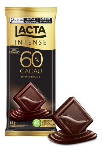 Chocolate Lacta Intense Amargo 60% Cacau Original 85g