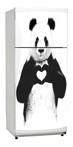 Vinilo Decorativo Heladera Oso Panda Amor Love