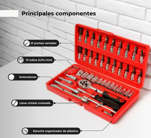 Caja De Herramientas 46 Piezas Rojo