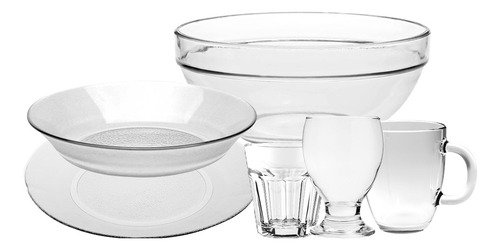 Set Vajilla Vidrio Completo 37 Piezas Platos Vasos Rigolleau