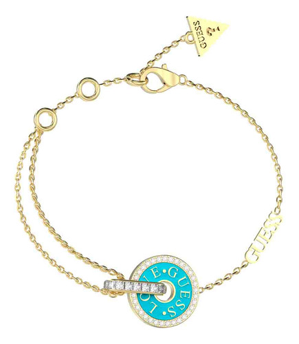 Guess Pulsera Dorado Con Verde Para Mujer Acero Inoxidable Diámetro 10 Largo 19 Cm