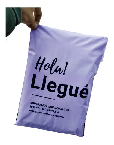 Imagen 1 de 3 de Bolsas Ecommerce Regalo Con Logo Hola Lila 30x45 X50u