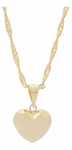 Amor Eterno - Dije Y Aretes Corazón Oro10k + Cadena Color Amarillo