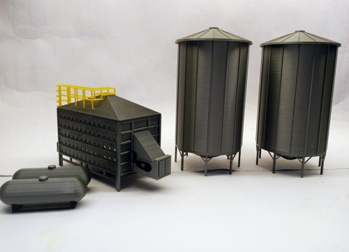 Silos + Secadora + Zeppelin Escala 1/87 Ho. Maquetas Trenes