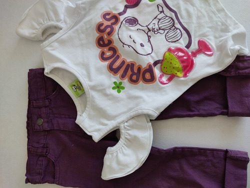 Conjunto Traje Bebé Marca Snoopy 2 Años, Pantalon Blusa