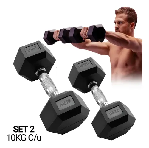2 Mancuernas 10 Kg 22.5 Lb C/u Kit Set Pesas Hexagonales Color