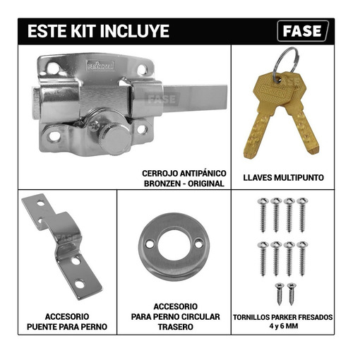 Cerrojo Pasador Llave Computada Puerta Chapa Madera
