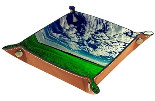 Aisso Valet Tray Field Sky Grass Impresión Cuero Bandejas D