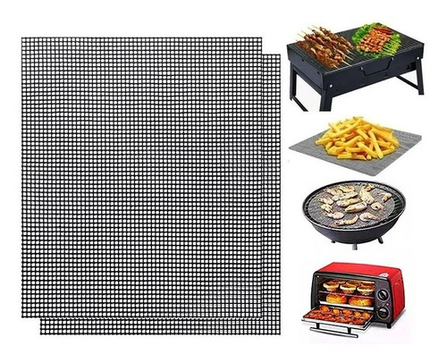 Set Láminas Antiadherentes Asados Parrilla Bbq Malla Teflon