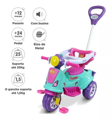 Motoca Infantil Lilás com Pedal - CALESITA-959