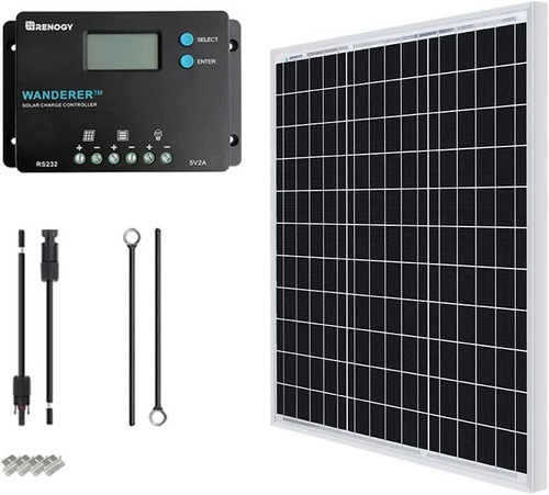 Panel Solar Monocristalino 50w Con Controlador De Carga Lcd