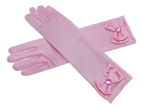 Guantes Largos De Princesa Para Niñas Pequeñas Con Ribete De