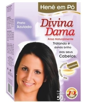 Divina Dama Preto Azulado Henê Em Pó - 50g ( 2 Unidades)