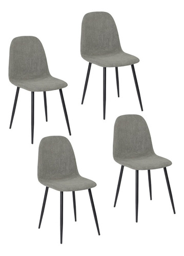 Juego De 4 Sillas De Comedor Escandinavo, Gris Color de la estructura de la silla Negro