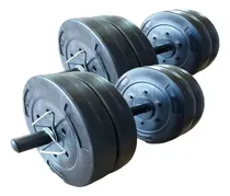 Comprar Mancuernas + 20 Kg En Discos Local Lisos Encastrables Gym Color LOCAL: 2 DISCOS 5 KG + 4 DISCOS 2.5 KG