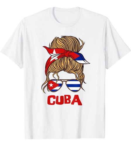 Bandera Cubana Para Niña De Para Mujer Camiseta Cubana Blanc