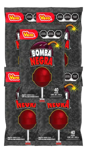 Bombas Negra Paleta 200 Pz Vero Refresco Cola Efervescente