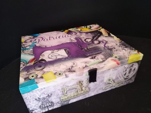 Imagen 7 de 10 de Costurero De Madera Vintage Violeta Con Divisiones