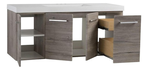 Mueble Para Baño Stella 123.2 X 47.6 X 56.5 Cm Lavabo Blanco Mueble Gris