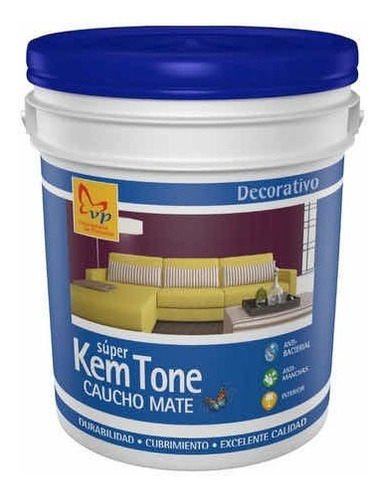 Pintura Súper Kem Tone Caucho Mate Blanco Intenso Cuñete 5ga