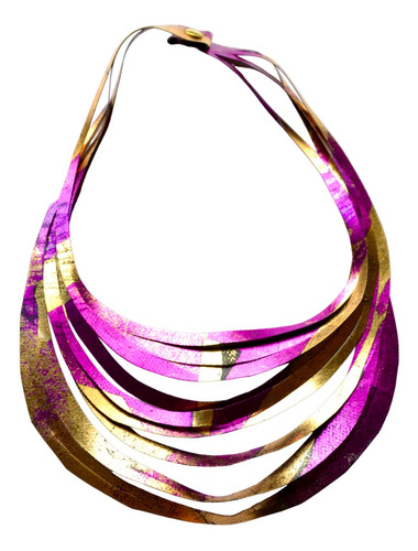 Imagen 1 de 3 de Collar Ondas Corto- Rosa Y Oro