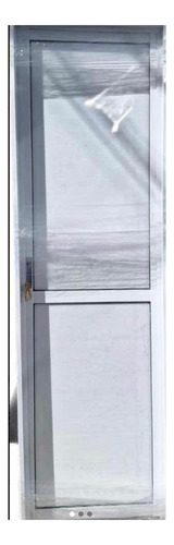 Puerta De Aluminio Blanco 60 X195 C/ Cerrdura Divisor Polica