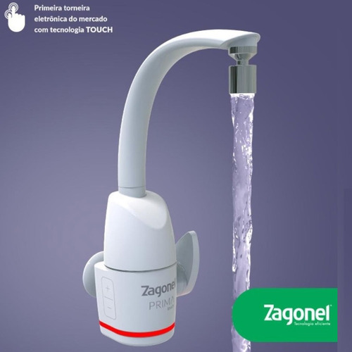 Torneira Elétrica Touch Prima Parede bancada Zagonel cor branco