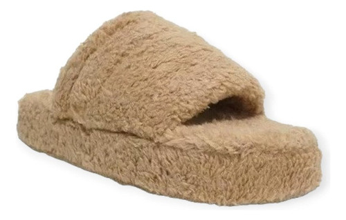 Pantuflas Chinelas Peluche Piel Sintetica Con Detalle Cadena