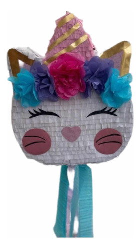 Piñata De Gatita Unicornio Fiestas Temática Cumpleaños