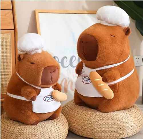 Skyl-peluche De Capibara Con Moco Movible, 35cm, Adorable-tierno-suave, Ideal Para Colección O Regalo, Muñeco Juguete, Capibara Con Mochila De Tortuga Removible, Capybara Moco Azul (chef Cocinero)
