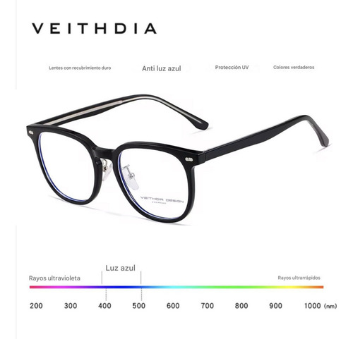 Lentes Descanso Veithdia V736 Gamer, Pc, Tv - Filtro Luz Azul 100% - Uv400