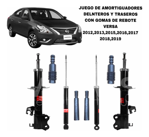 Kit Amortiguadores Versa Delanteros Y Traseros C/gomas 12/19