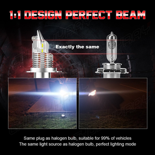 Linterna Frontal Led H4 Con Luz Alta Y Baja 40000lm 200w