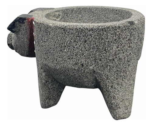 Molcajete De Piedra Volcánica Forma De Cochinito Artesanal Gris