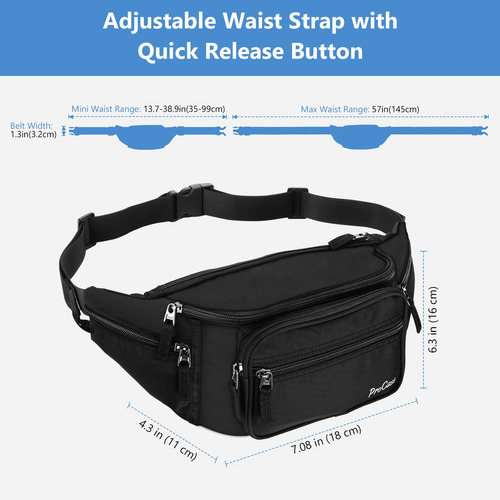 Riñonera Fanny Pack Procase Para Viajes, Senderismo Y Correr