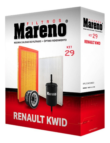 Kit De 4 Filtros Mareno Renault Kwid 1.0 Sce 66cv - Formula1