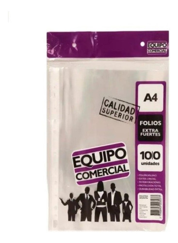 Folio Luma A4 X100 Equipo Comercial Extra Fuerte 70 Micrones