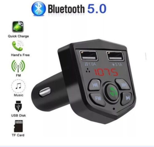Imagen 1 de 10 de Transmisor Fm Bluetooth 5.0/ 3,1 A / 2x Usb