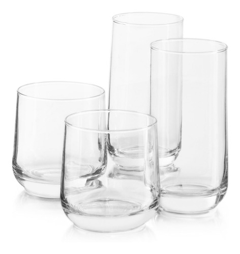 Vasos Koba Altos Cortos Vidrio Para Beber Agua Juego 8 Pzs Cocina Color Cristal Crisa 1702401