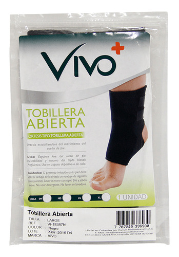 Vivo+ Tobillera Corta Md Negra