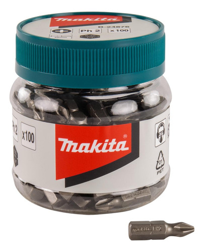 Set 100 Puntas Atornillar Ph2 25mm Makita B-24876