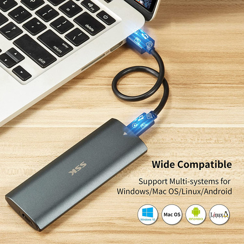 Adaptador De Gabinete Ssk De Alumínio M.2 Nvme Sata Ssd, Rtl
