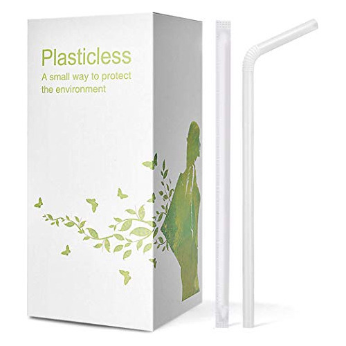 200 Count 100% Plant-based Wrapped Compostable Straws  ...