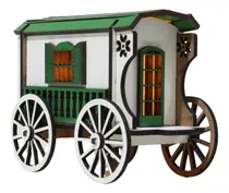 Comprar Carroça Cigana  Mdf Branco E Verde Com Iluminação 